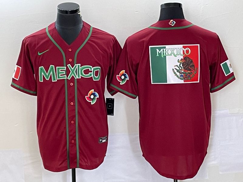 Men 2023 World Cub Mexico Blank Red Nike MLB Jersey23